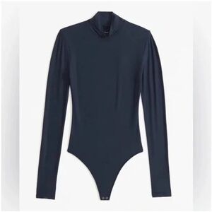 Abercrombie Soft Matte Mock Neck Bodysuit in Navy